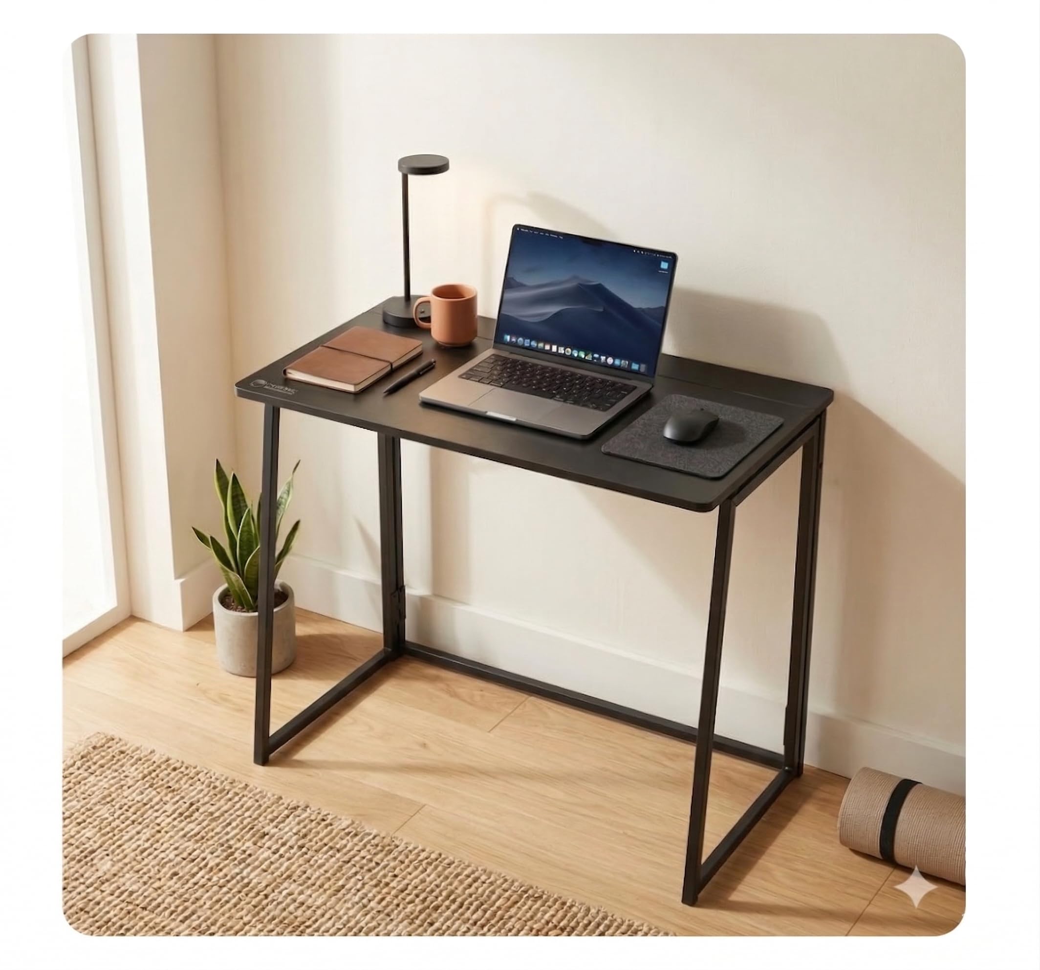 Escritorio pequeño plegable 80 x 40 cm, mesa plegable compacta, ahorra espacio para el salón y el dormitorio