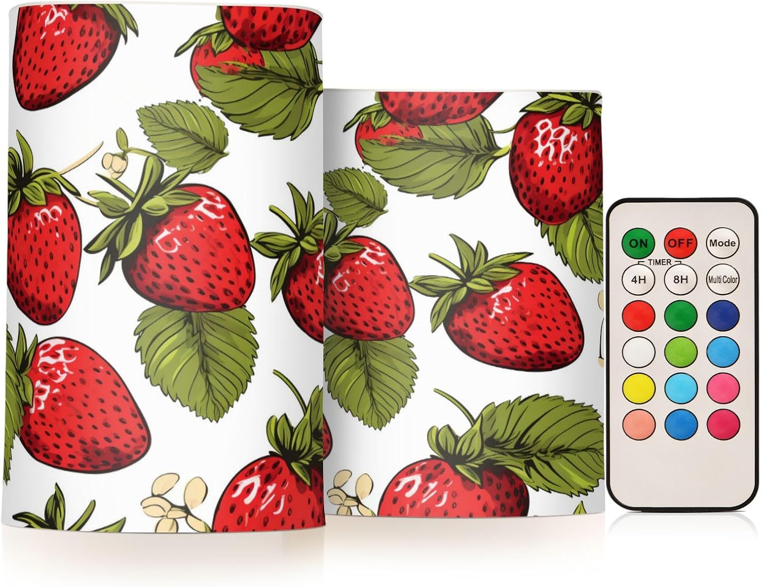 SUABO Red Strawberry Flameless Candles, Flickering LED Candles Battery Operated Color Changing with Remote Timer for Party Wedding Decoration