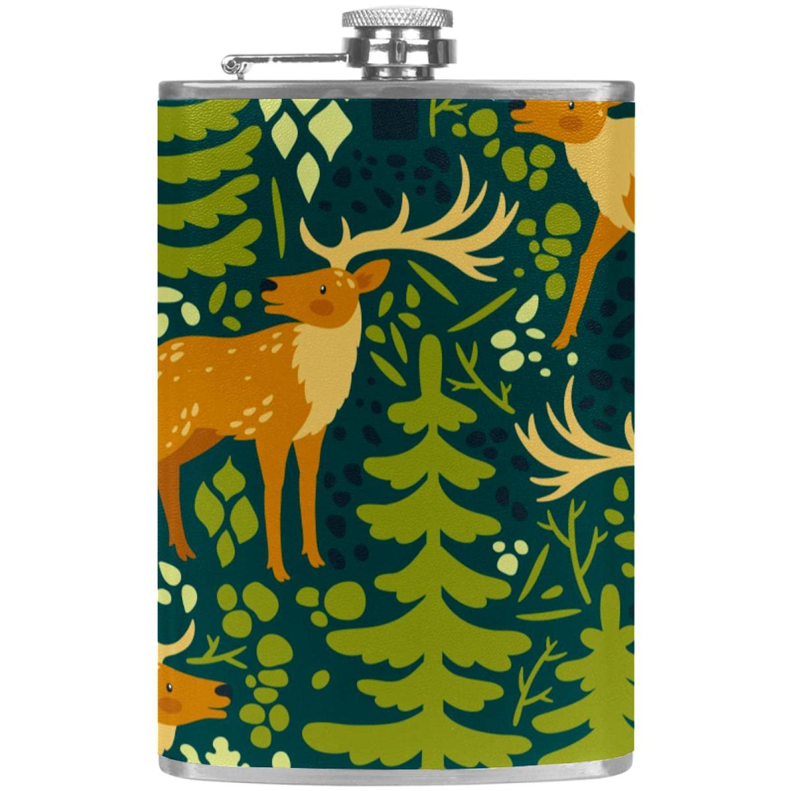 Flasque de poche élan de Noël pour whisky et rhum en randonnée ou soirée d'hiver