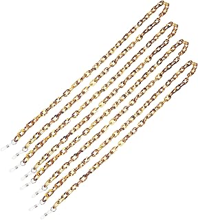 Mikikit 4pcs Leopard Acrylic Eyeglass Chain with Mask Lanyard Clips, Face Mask Holder Strap for Women and Teens, Anti-lost Lightweight Face Cover Hanging Cord