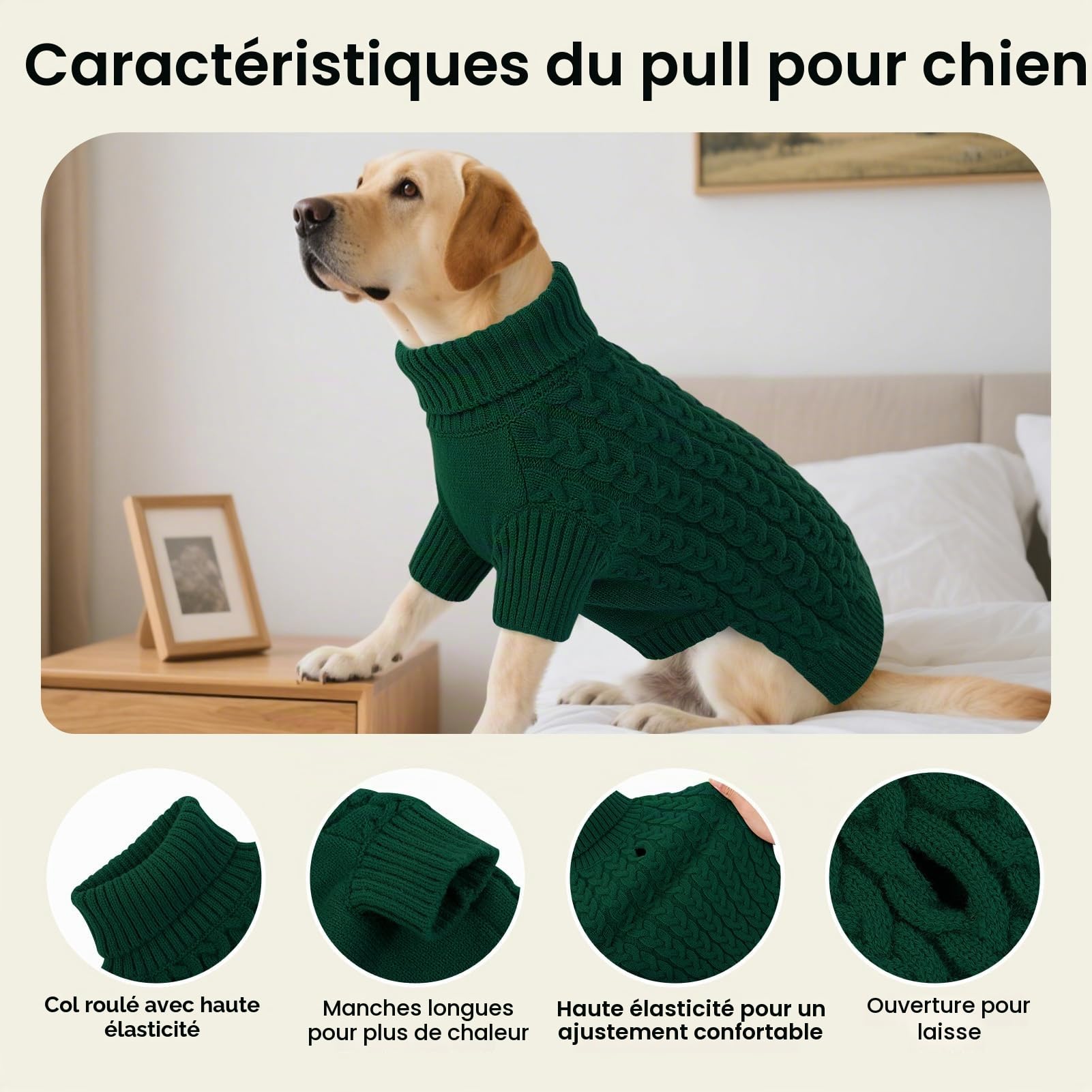 ASENKU Pull Chien Petite Taille XS, Pull-Overs pour Chien avec Manches,Hiver Tricot Col Roulé Pull Chaud pour Chiens, Manteau pour Chiens pour Bouledogue Français Teckel Chihuahua