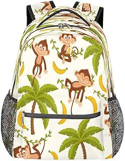 Mochilas de viagem para laptop para mulheres homens macacos bananeiras moda mochilas escolares mochilas para livros, mochilas casuais para meninos e meninas, trabalho, caminhadas, acampamento, Multicor, Medium, Mochilas Daypack