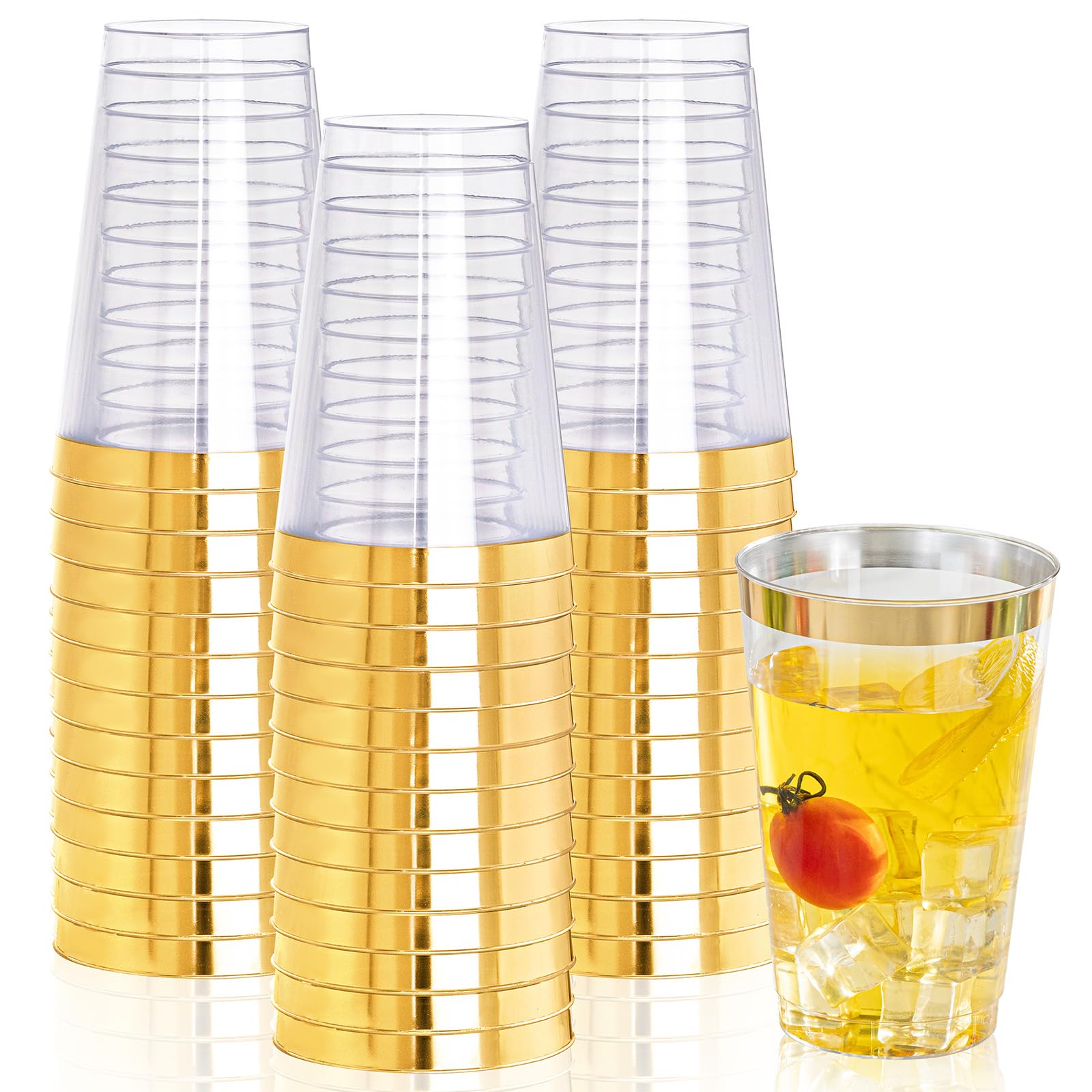 I00000 100 Pack 14 oz Gold Plastic Cups, Gold Disposable Cups Tumblers, Disposable Plastic Wine Glasses Cocktail Glasses Perfect for Party & Wedding — Amazon image 12