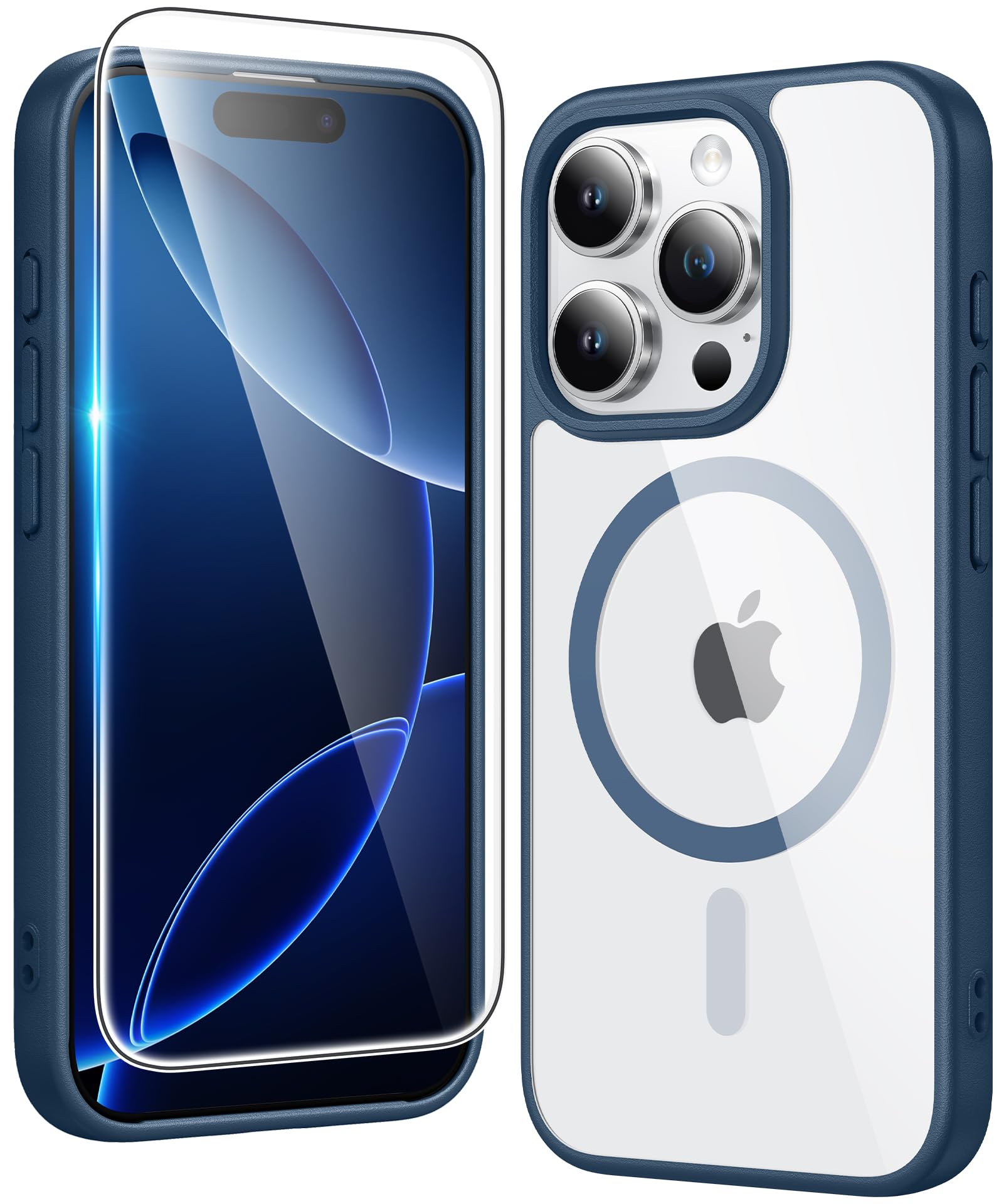 FNTCASE for iPhone 16 Pro Case Compatible with Magsafe Clear PhoneCase | Screen Protector, Anti Yellowing, Slim Magnetic Phone Cases, Rugged Shockproof Protective, Transparent Cell Phone Cover