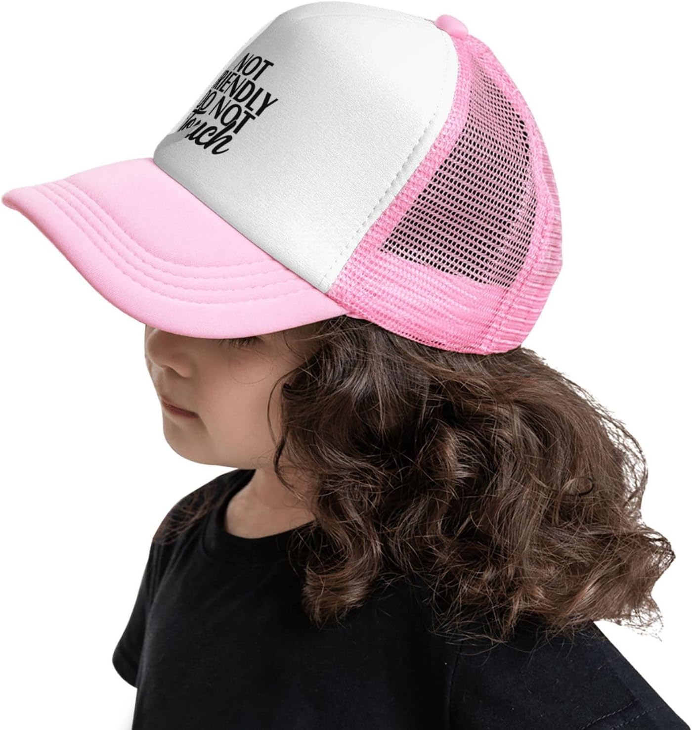 Not Friendly Do Not Touch Kids Trucker Hat Mesh Adjustable Outdoor Sports Baseball Caps for Boys Girls