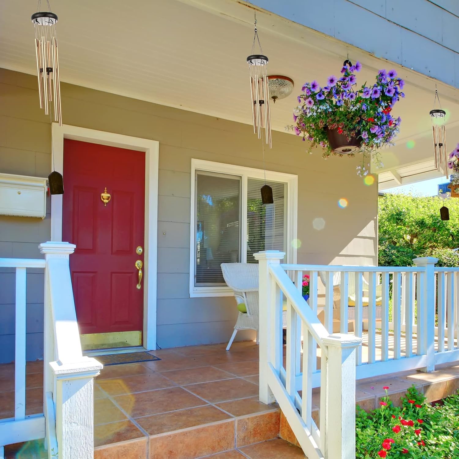 Yahenda 6 Pieces Rustic Wind Chimes 28 Inch Deep Tone Wind Chimes with 6 Aluminum Tubes Memorial Outdoors Soothing Melody for Farmhouse Garden Patio Home Decor(Bronze)