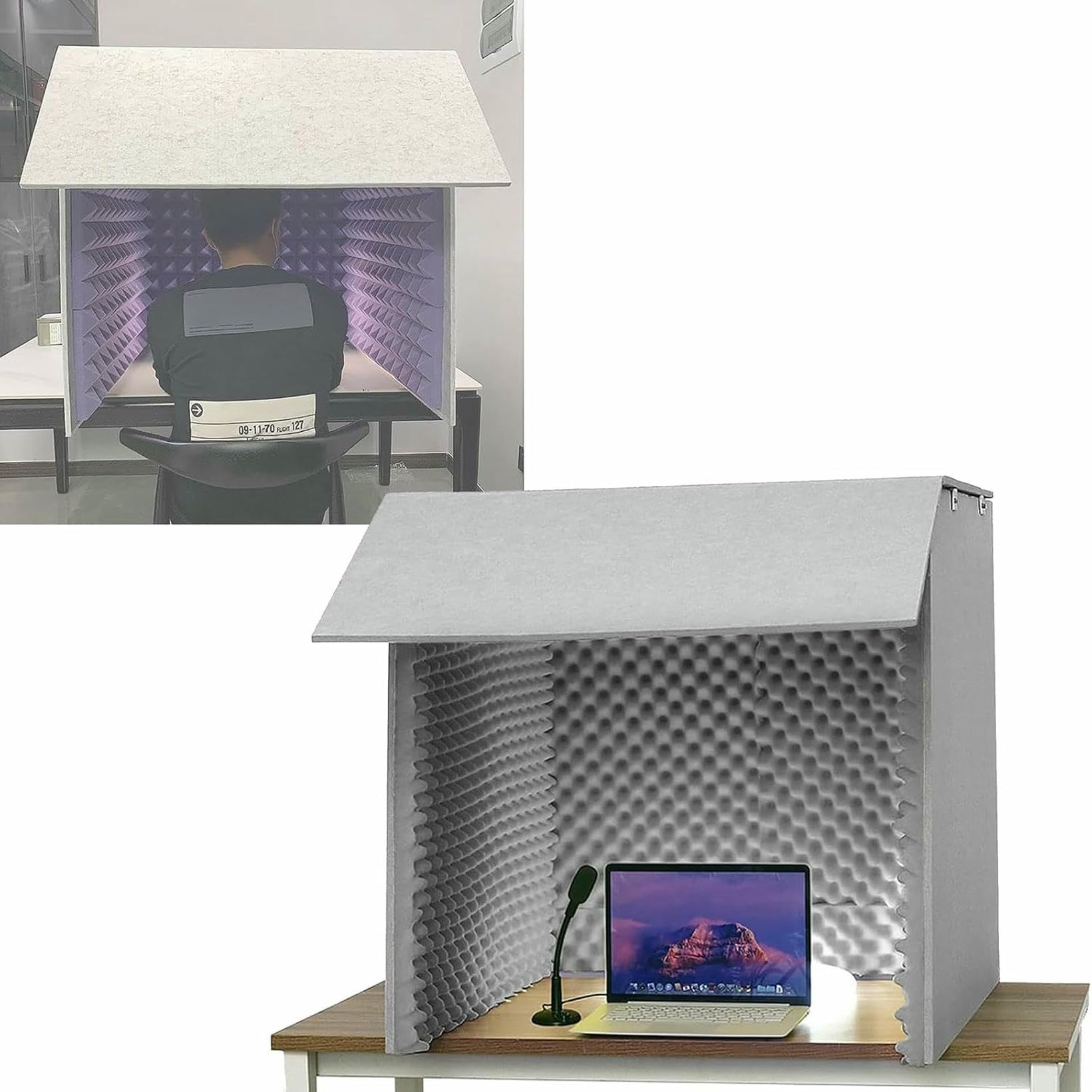 Cabine de studio à domicile pour enregistrer et podcaster sur table