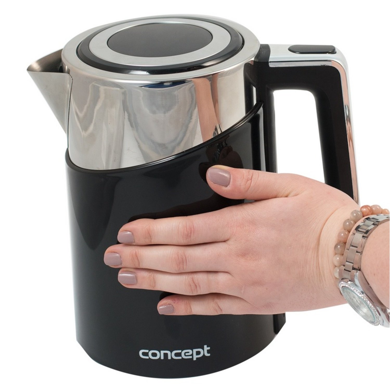 CONCEPT Concept RK3171 czajnik elektryczny z regulacją temperatury, Cool Touch, stal nierdzewna, 1,7 l, czarny, 2200 W, filtr antykamieniowy, funkcja KEEP WARM, stal nierdzewna, 1,7 l