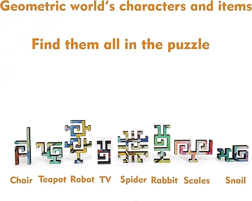 Miniatura 3 de Rompecabezas de madera para adultos, geométrico, fabricado en los Estados Unidos por FoxSmartBox - 300 piezas - Desafío. Composición VI