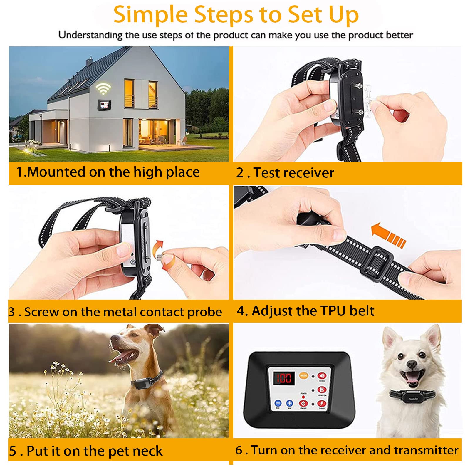Prong Collar For Dogs Wireless Dog Fence Dog Training Collar In