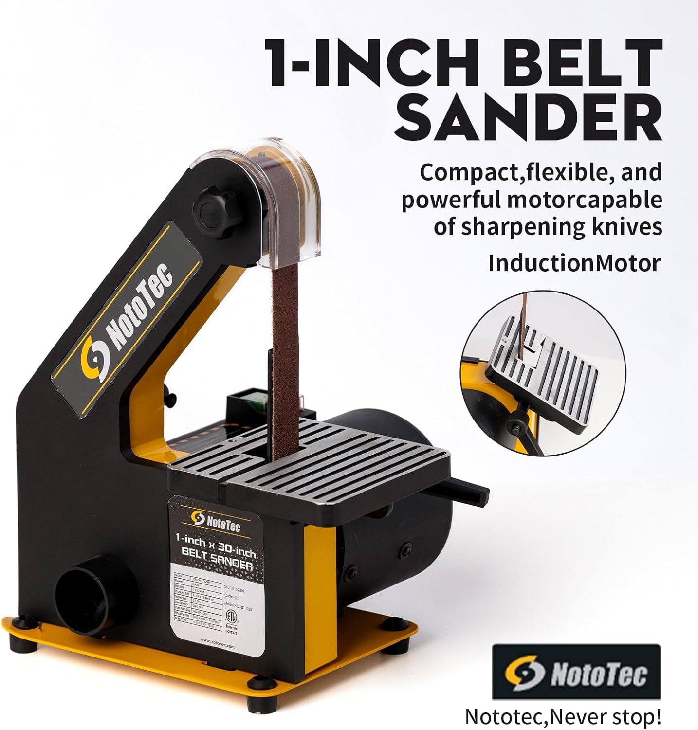 1 x 30 inch Belt Sander for Woodworking, Powerful Bench Belt Sander For Metal Working with 1/3HP motor, 10A Belt Grinder