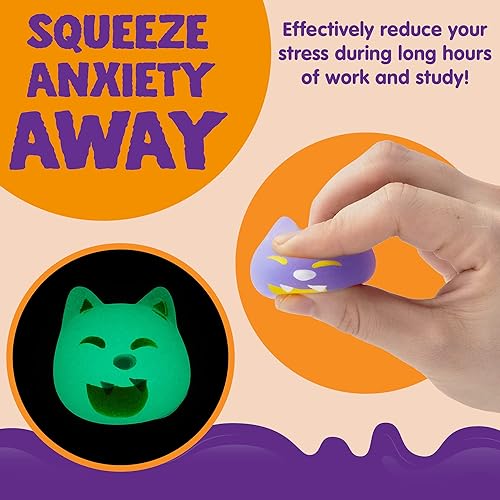 Miniatura 4 de JOYIN 24 piezas de juguete de Halloween Squishy Toy Mochi, que brilla en la oscuridad, para aliviar el estrés, decoración de fiesta de Halloween,