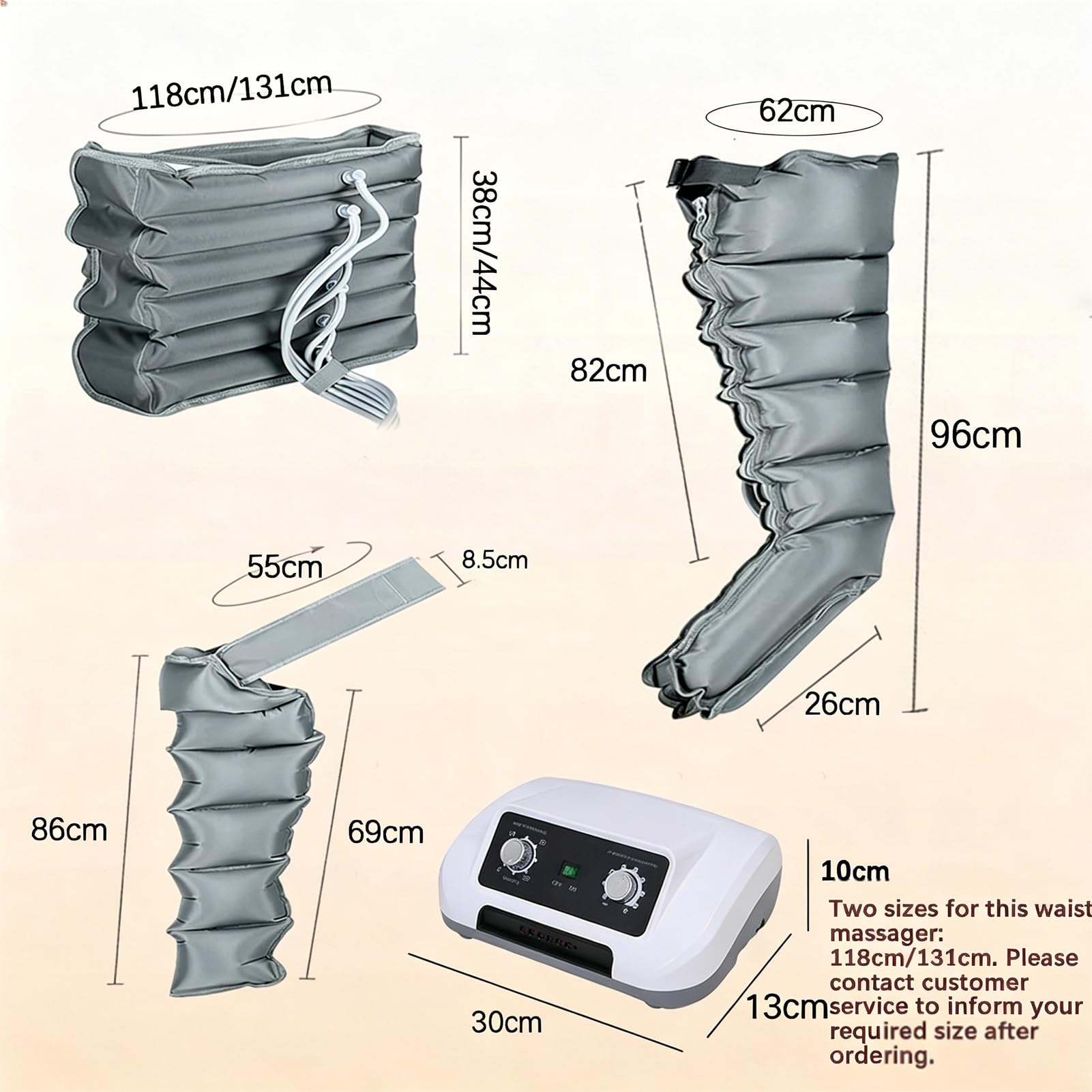 Presoterapia para Casa Profesional,Botas Presoterapia Piernas Abdomen Brazos,6 Camaras Masajeado Drenaje Linfatico Circulación,0-240 mmHg,Equipo Profesional para Casa