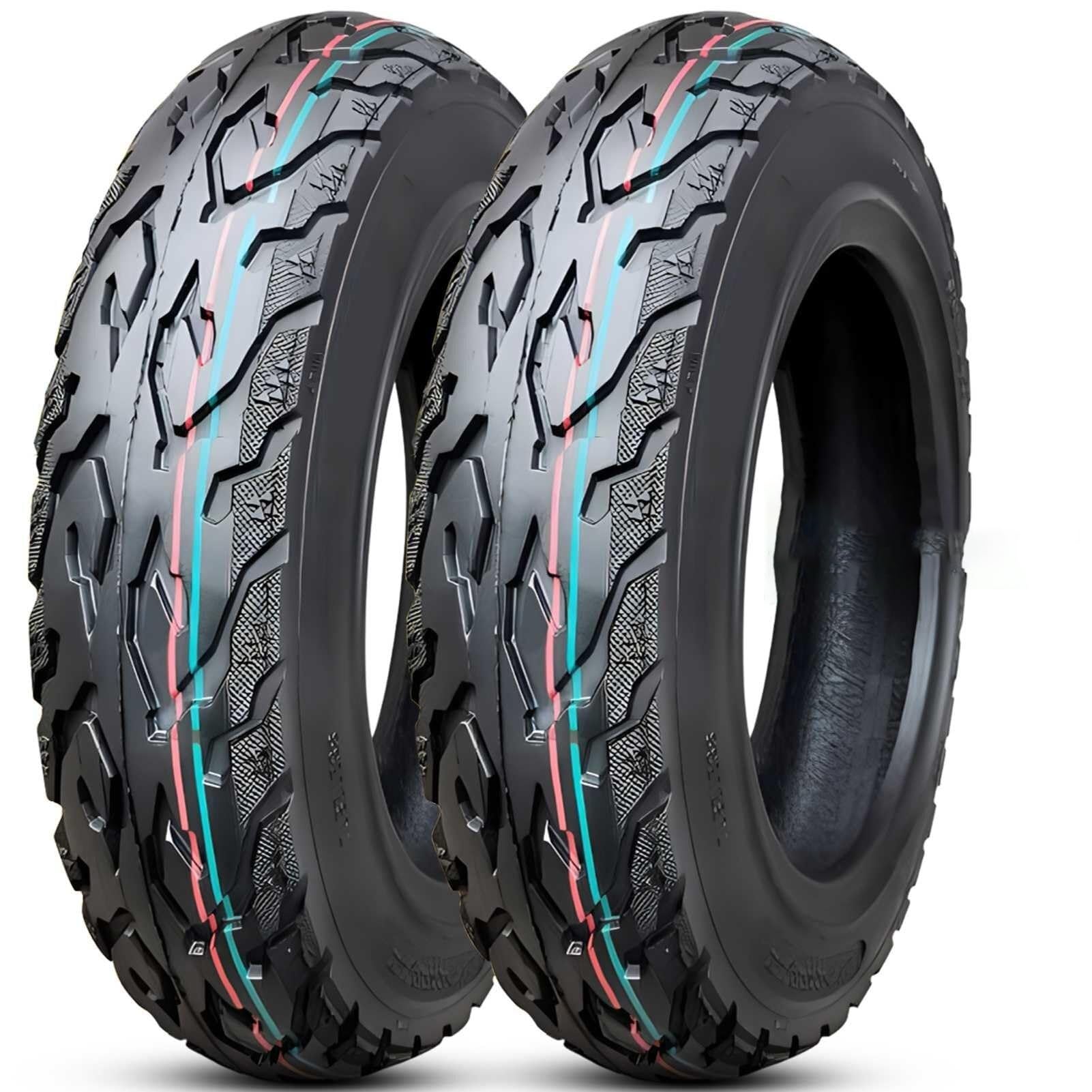 3.50-10 Opona Bezduszna 56J, 3.50 10 Odporna na Przebicia Opona do Skutera Wszystkie Tereny Motocykl Wzór Bieżnika 6 PR Wytrzymała Do Przodu i Tyłu(2PCS)