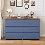 FOTOSOK Nightstand Set of 2 White Nightstand with 3 Drawers, White Bedside Table Night Stand for Bedroom with Cut-Out Handle, Sofa Side Table for Bedroom, Blue