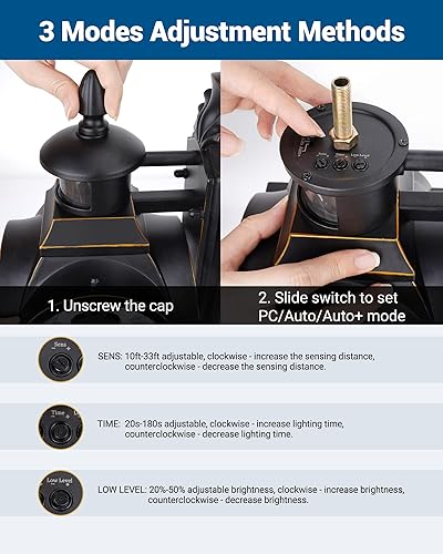 Miniatura 8 de DEWENWILS Lámpara de pared con sensor de movimiento para exteriores, aplique de pared del atardecer al amanecer, 3 modos de iluminación, luz de