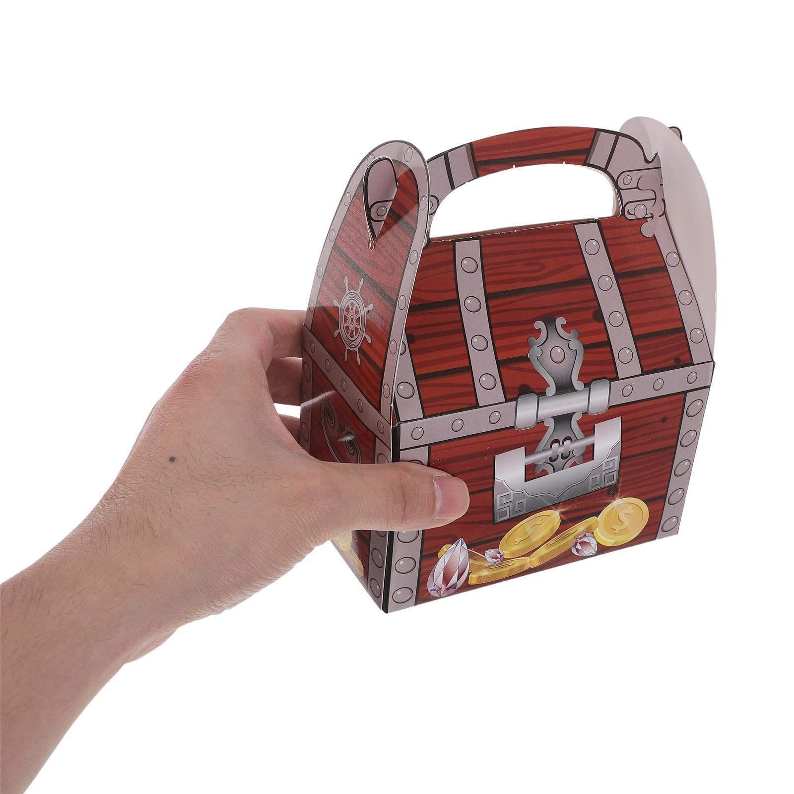 OSOLADY 20 scatoline per bomboniere a tema pirati per bambini, scatole di carta a forma di forziere del per caramelle, giocattoli, piccoli regali, premi per la classe, 6,1x4,9x3 pollici