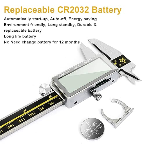 Miniatura 3 de ACEMETER - Calibre digital, herramienta de medición Vernier de 0 a 6 pulgadas, micrómetro electrónico con pantalla LCD grande, calibrador métrico de