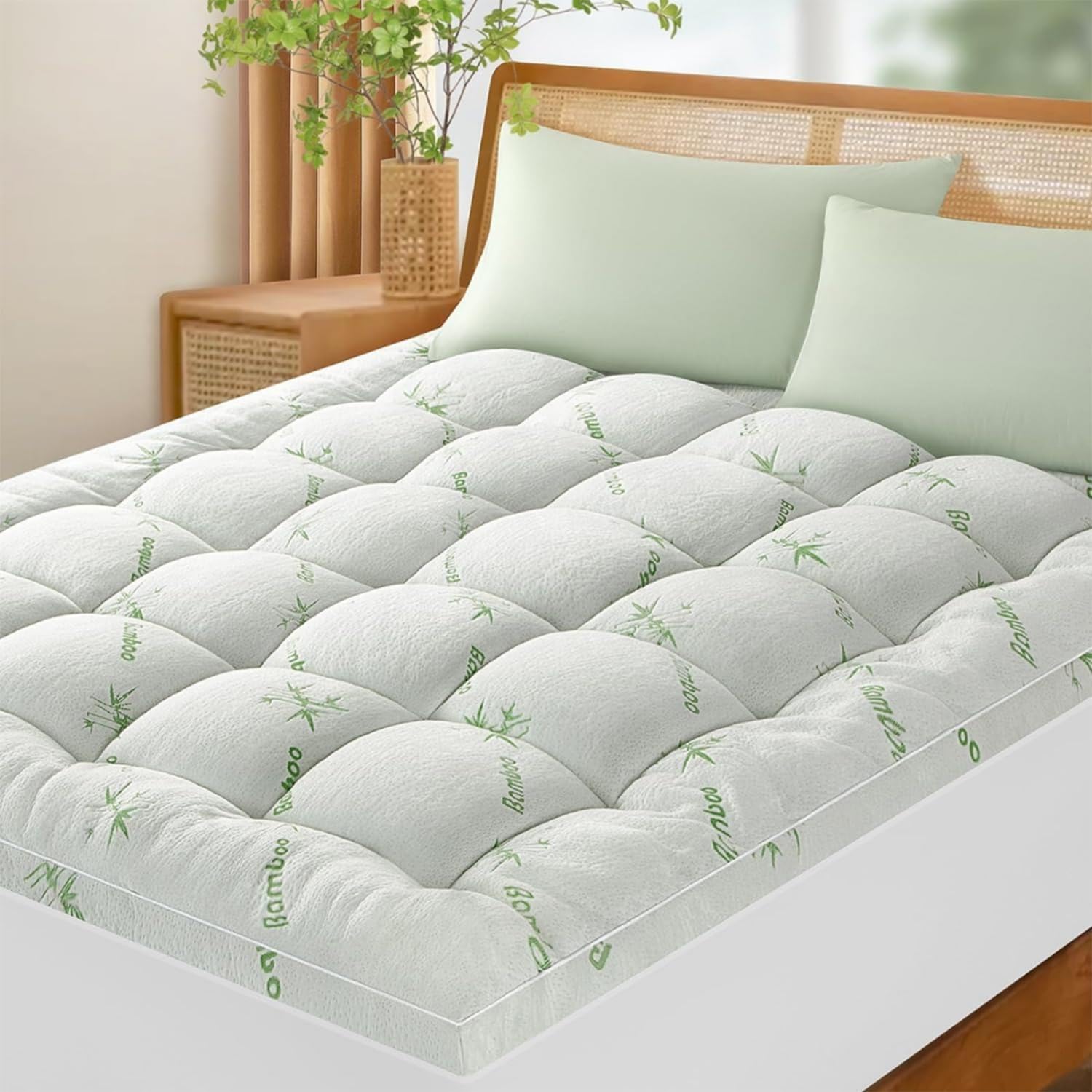 Bamboo Mattress, Twin Size Mattress with Quilted Bamboo Fabric Cover, Supportive Layered Design for Everyday Sleeping, Twin Mattress Topper for Bedroom, Guest Room & Dorm Use