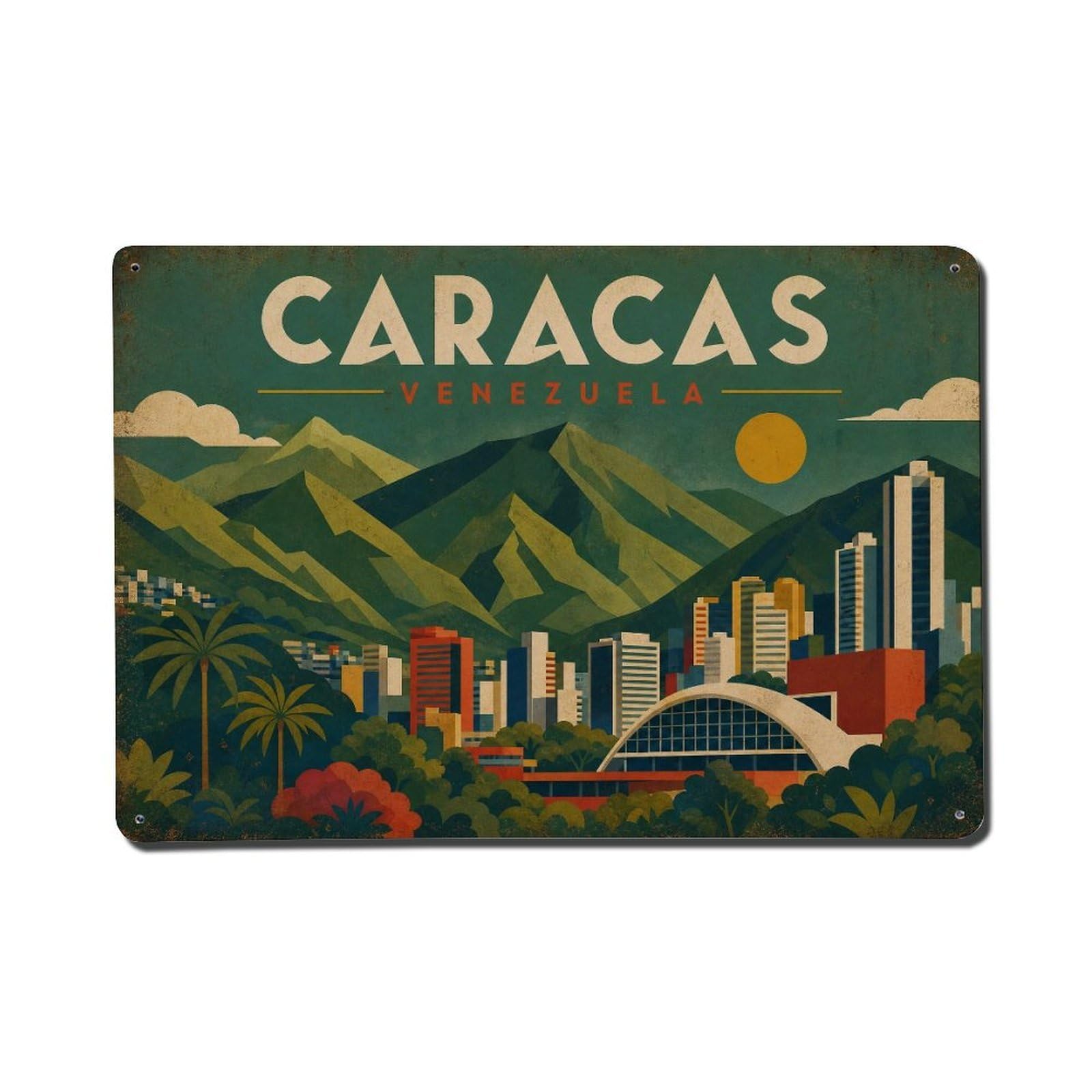 Metal Tin Sign Vintage Travel Caracas
