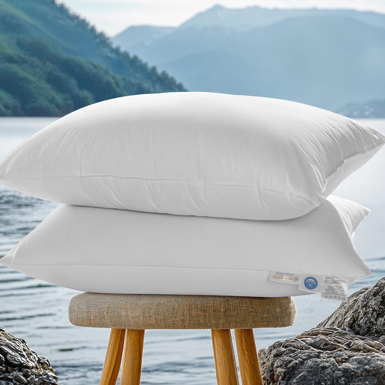 Canada Goose Down Pillows 900 Fill Power 80% Goose Down Queen Size Sleep Pillows with 600 Thread Count 100% Cotton Shell Supportive for Restful Sleep (26"X20", Pack of 2)
