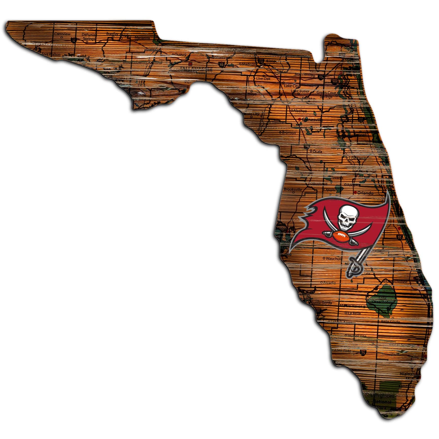 Signo estatal de mapa de ruta de Tampa Bay Buccaneers el regalo ideal para fans NFL