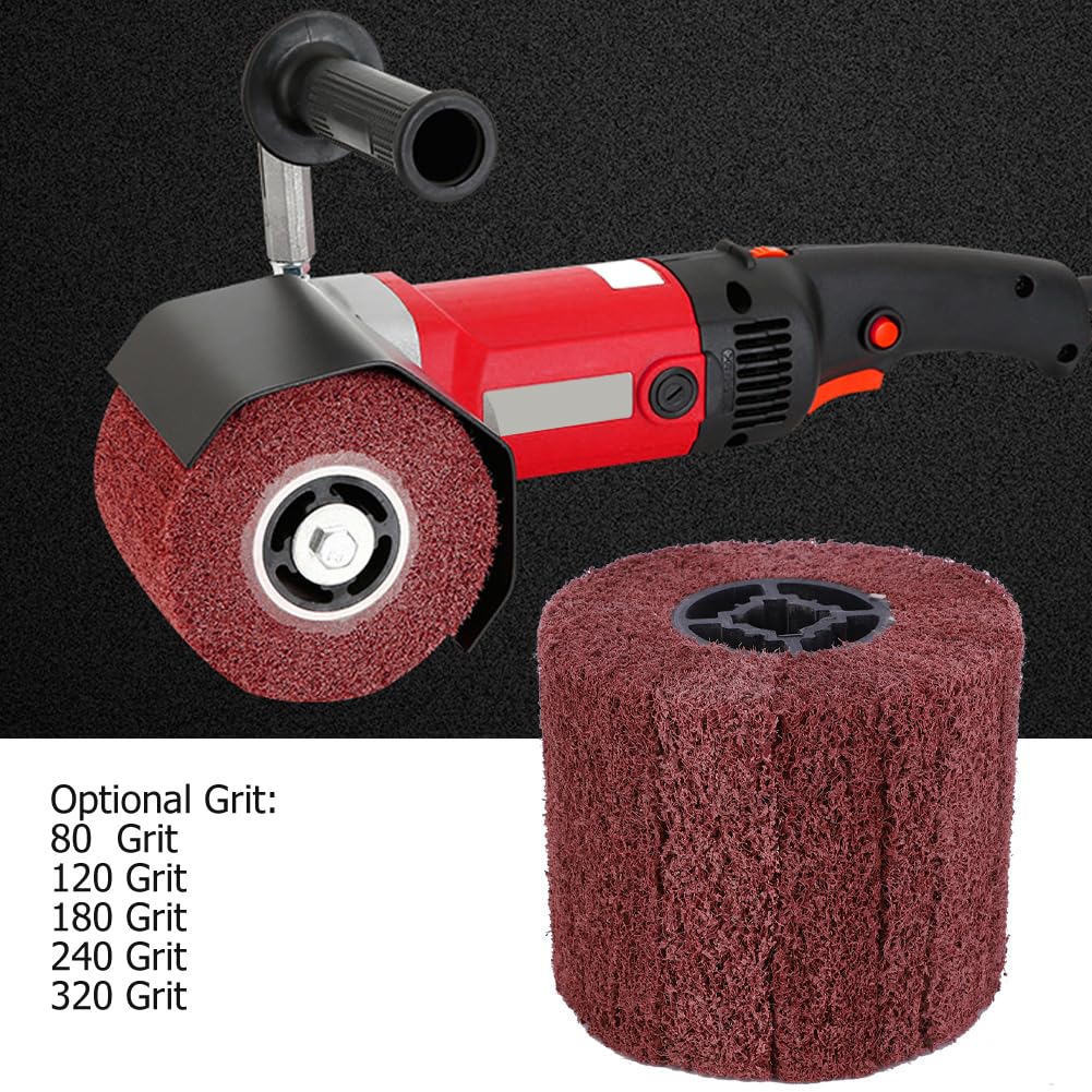 120x100x19mm Ścierne koło do ciągnienia, do ciągnienia drutu Szczotka bębnowa Polerowanie krzyżowe Gumowe rdzeń Polerowanie Koło buforowe do czyszczenia i usuwania zgorzeliny(180 grit)