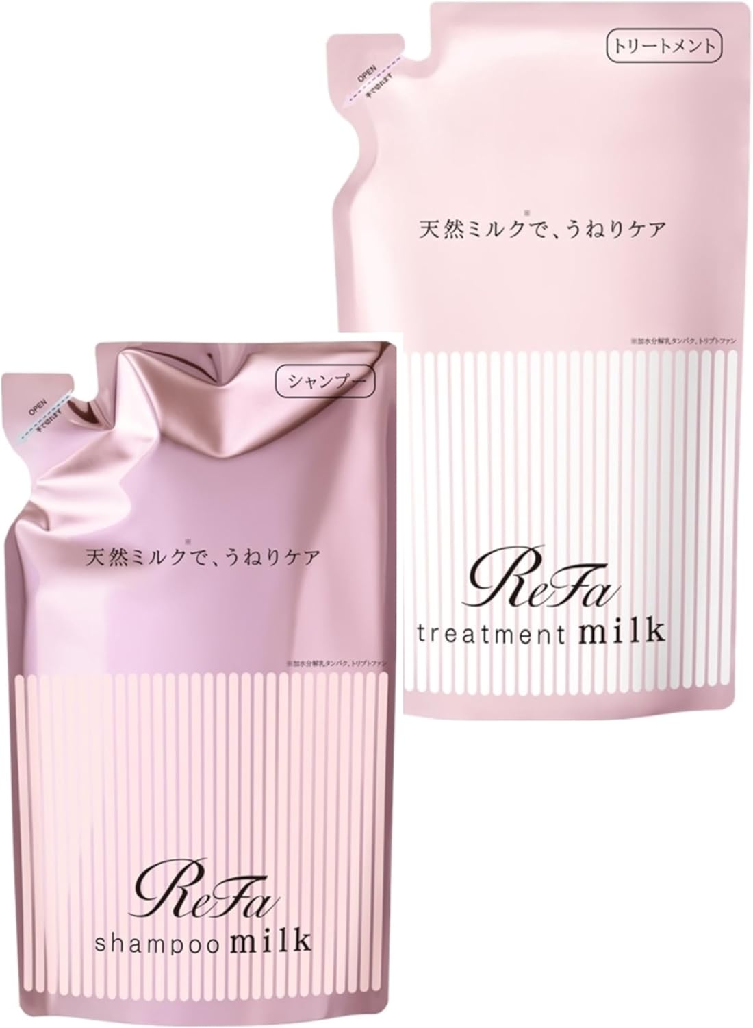 リファミルクプロテイン シャンプー ＆ トリートメント 詰め替えセット ピンク