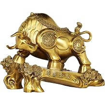 Buddha Statue Chinese Zodiac Animal Bull Ox Year Mascot Lucky Crafts Brass Feng Shui Ornaments Exquisite Workmanship Meaning Hard Work to Get Rich 7.8/10/13 Inch Feng Shui Decoration Size M