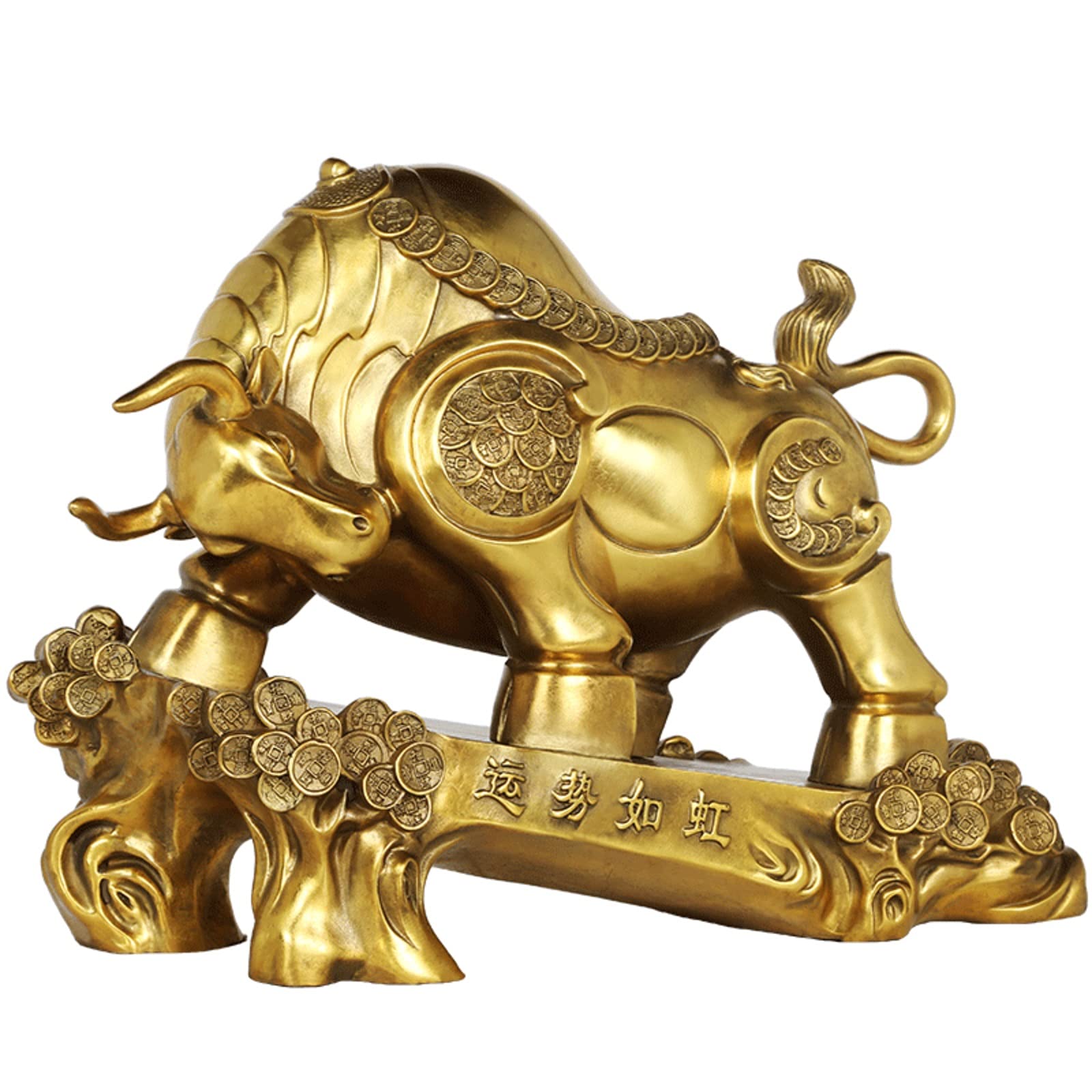 SnamicE Statue Decoration Chinese Zodiac Animal Bull Ox Year Mascot Lucky Crafts Brass Ornaments Exquisite Workmanship Meaning Hard Work to Get Rich Sculpture Deco,S