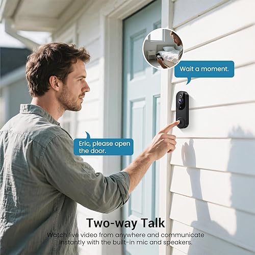 Miniatura 3 de Cámara de timbre de video inalámbrica, detección humana inteligente con inteligencia artificial, notificación en tiempo real, visión nocturna, audio