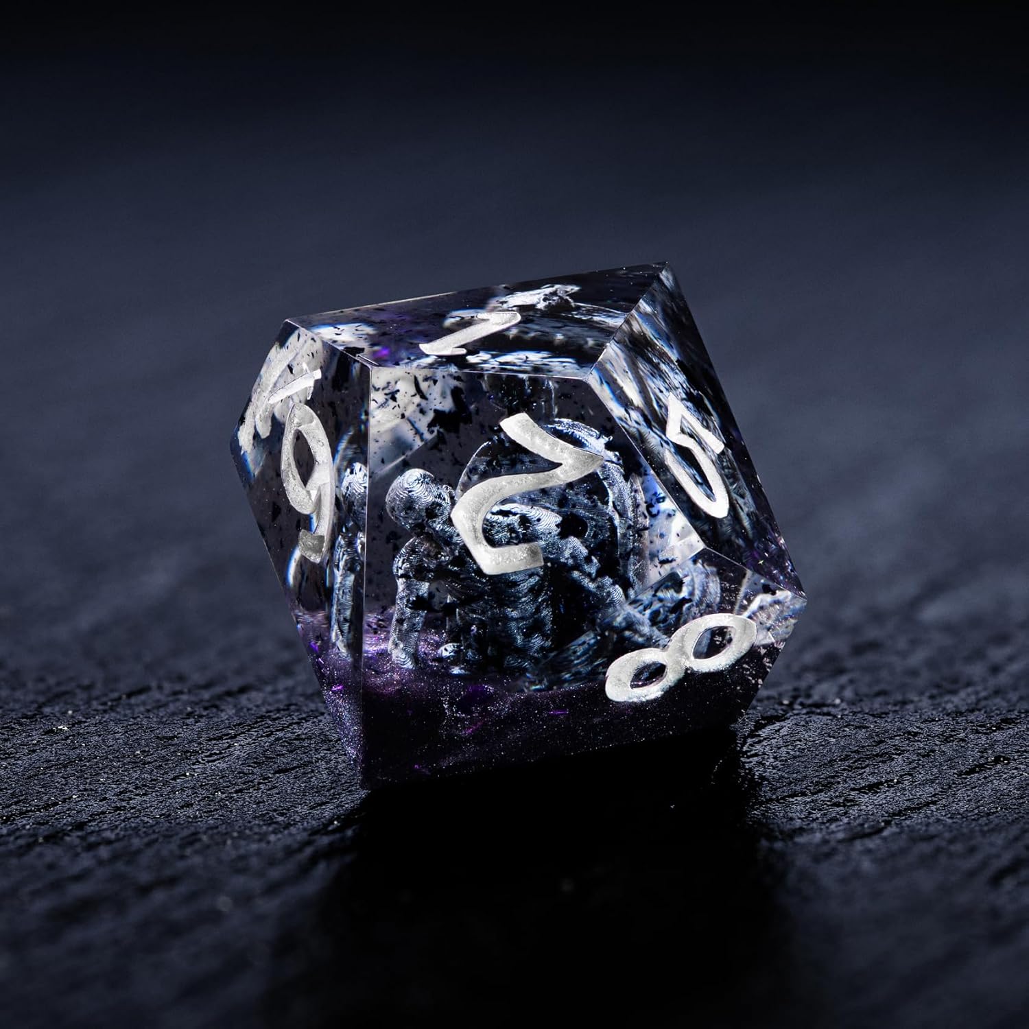 Coffin Box Zombie Dice Set – 7× Handcrafted RPG Resin Dice with 3D Undead Miniatures – Bone & Graveyard Accents, Perfect for Dungeons & Dragons, Pathfinder, MTG, and Tabletop RPGs