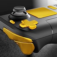 Vista 4 de eXtremeRate Juego completo de botones de repuesto de oro cromado para cubierta de vapor, parachoques ABXY D-pad personalizado para parachoques ABXY