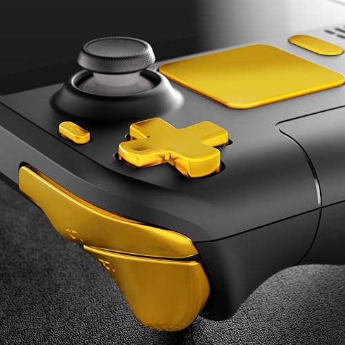 Miniatura 4 de eXtremeRate Juego completo de botones de repuesto de oro cromado para cubierta de vapor, parachoques ABXY D-pad personalizado para parachoques ABXY