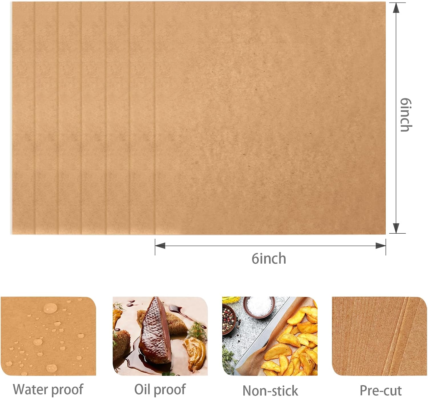 200Pcs 6 x 6 In Hamburger Patty Paper