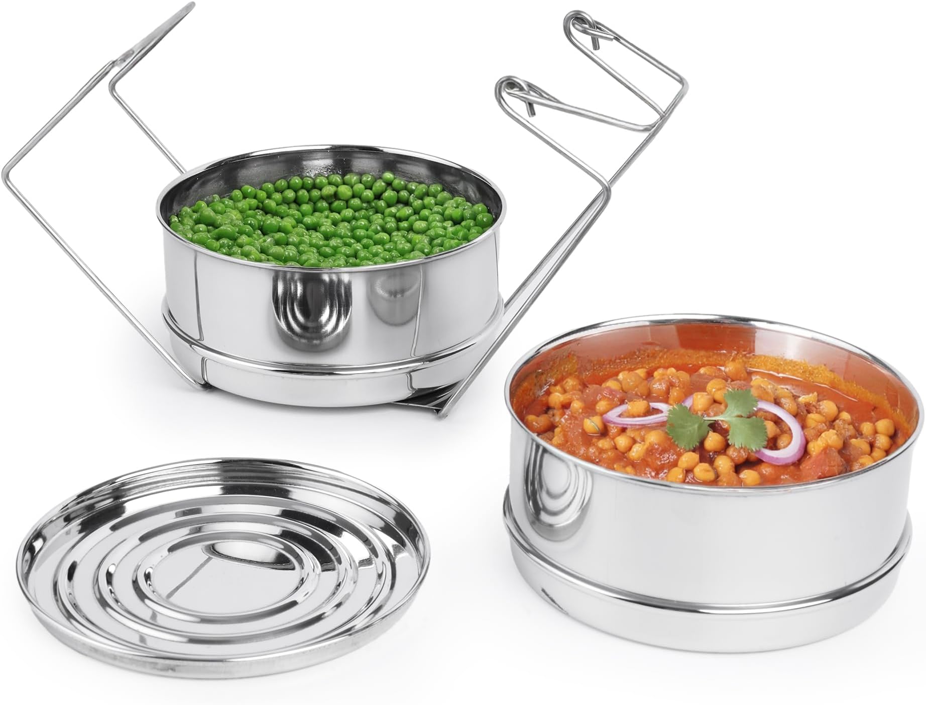 Stainless Steel Separator Set for 3ltr Pressure Cooker | 5.5 inch, 1.9 ltr, 2-Tier | 100% Toxin Free, No Chemical coating