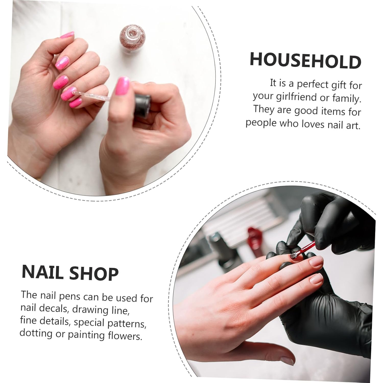 MAGICLULU 5pcs Nail Art Dotting Pen and Silicone Brush Set Dual-ended Manicure Tool for UV Gel Painting and Nail Gems Decoration Pink Color