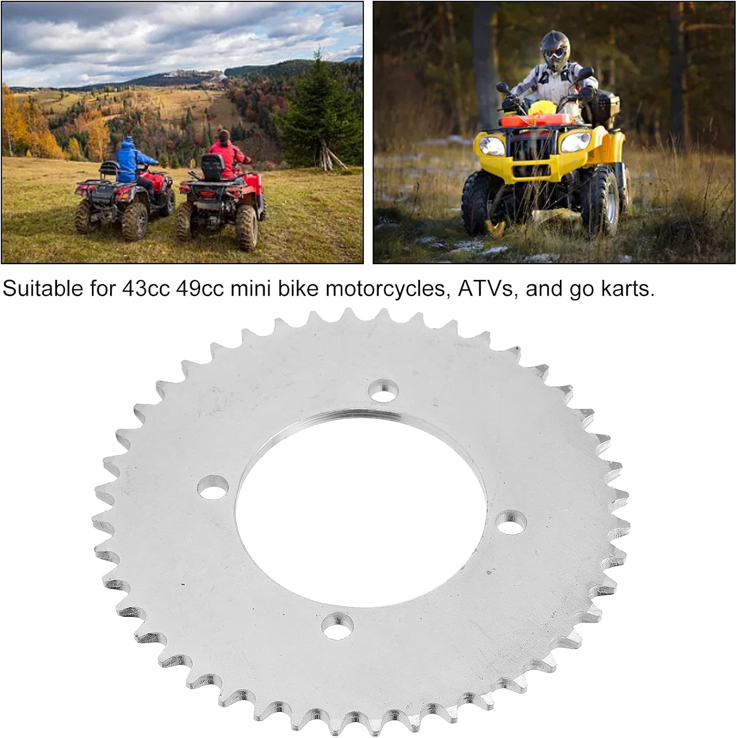 Alomejor Rear Chain Sprocket T8F 44T 4 Hole Chain Rear Drive Sprocket for 43cc 49cc Mini Moto Electric