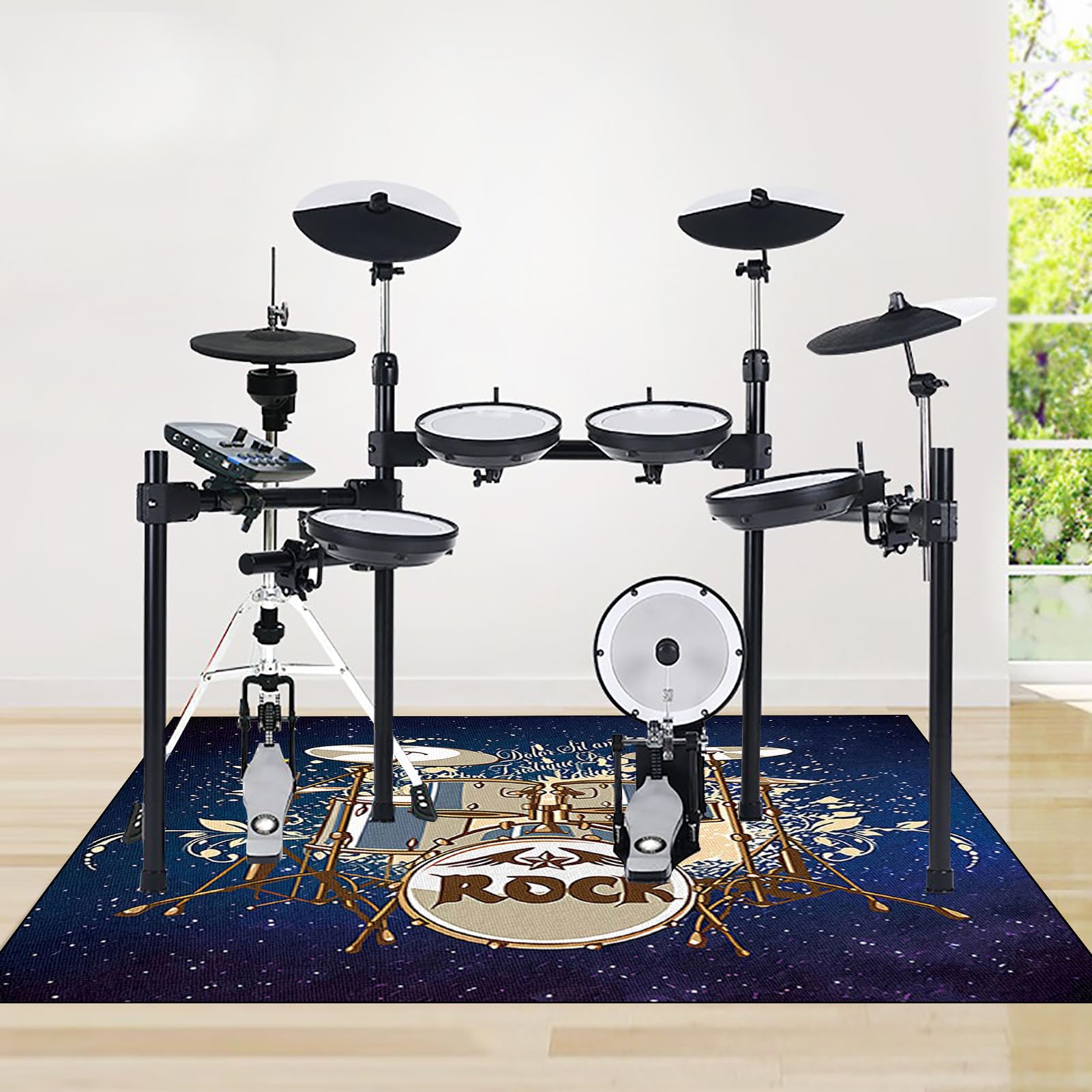 Schalldicht Drum Teppich Matte, Schlagzeugteppich Drum Teppich, Schlagzeug Teppich, rutschfest Elektrisches Schallschutz Akustik Teppich, Professionelles rechteckiges, Trommelmatte 180 x 160 cm