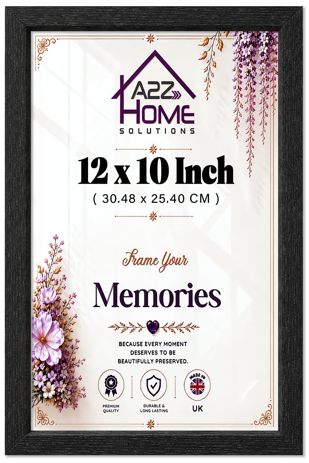 A2Z Home Solutions Stylish Ready-to-Hang MDF Poster Frame 12 x 10 Inch | Clear HD Perspex | Solid Hanging Clip | Shrink Wrapped | Enhance Any Interior Space: Home, Office, Studio & Beyond [Black]