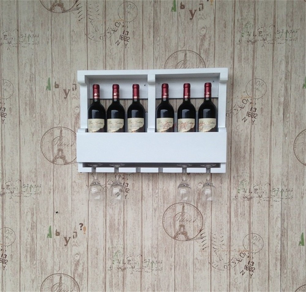 Casier à vin européen en bois noble étagère blanche suspendue rétro