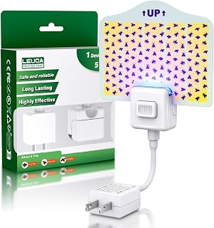 Fruit Fly Traps for Indoors,Bug Trap for Home, (Plug -1 Device + 5 Yellow Glue Cards) Light Trap Captures Flying Insect, Fruit Flies, Houseflies, Moths
