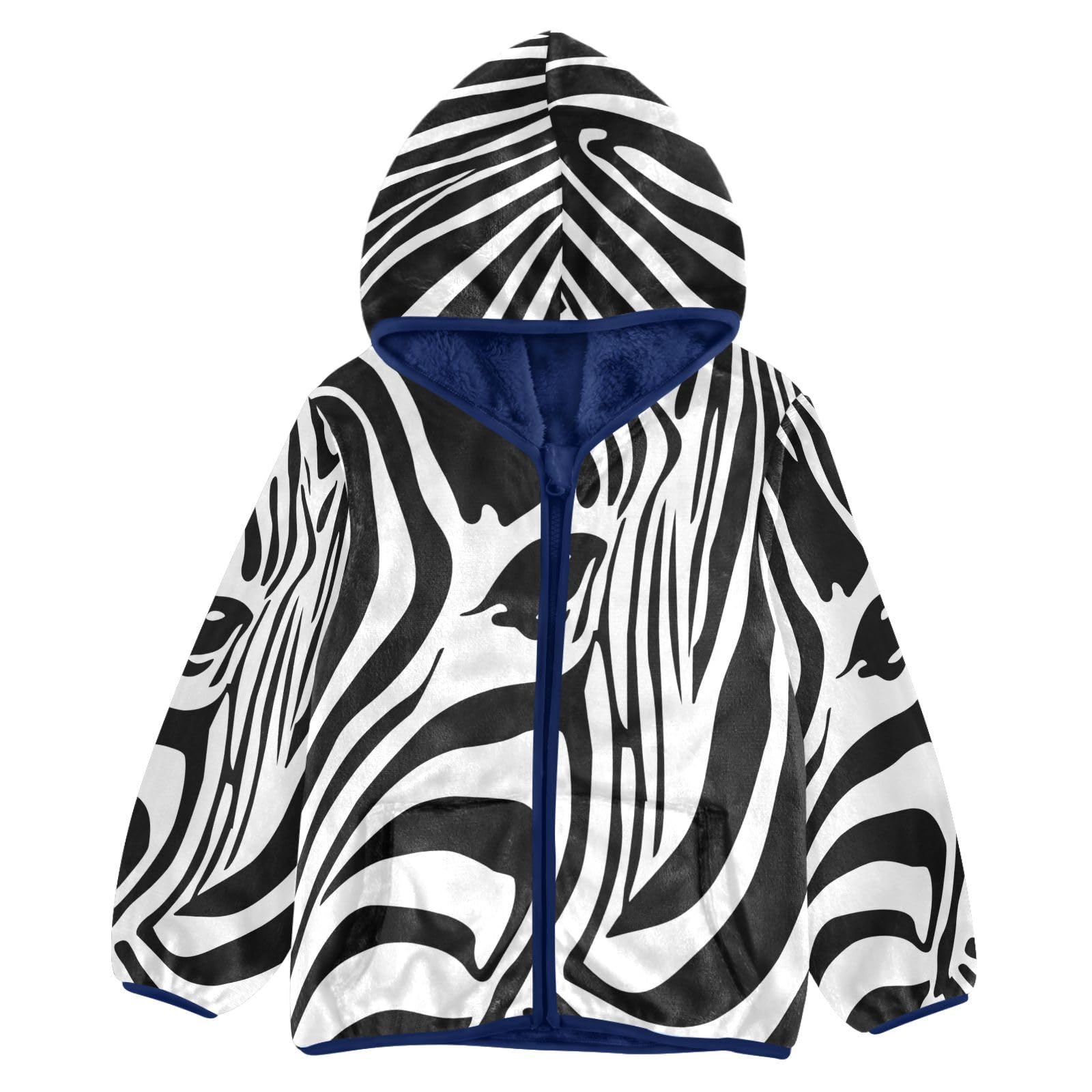 Aflyko Boys Fleece Coat Blue Zip-Up Hoodie Girls Outerwear Kids Hooded Jacket