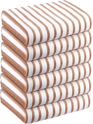 Miniatura 2 de JML Toallas de playa de microfibra, juego de toallas de secado rápido (paquete de 6, 27 x 55 pulgadas), a rayas Cabana, multiusos, para alberca,