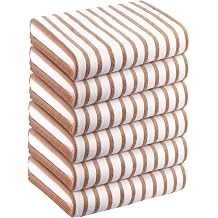 JML Microfiber Beach Towels, 6 Pack, 30" x 60", Cabana Stripe Coffee | Hanging Loop, Absorbent, Quick Dry, For Adults, Travel, Summer Party, Sport, Swimming, Pool, Yoga, Camping