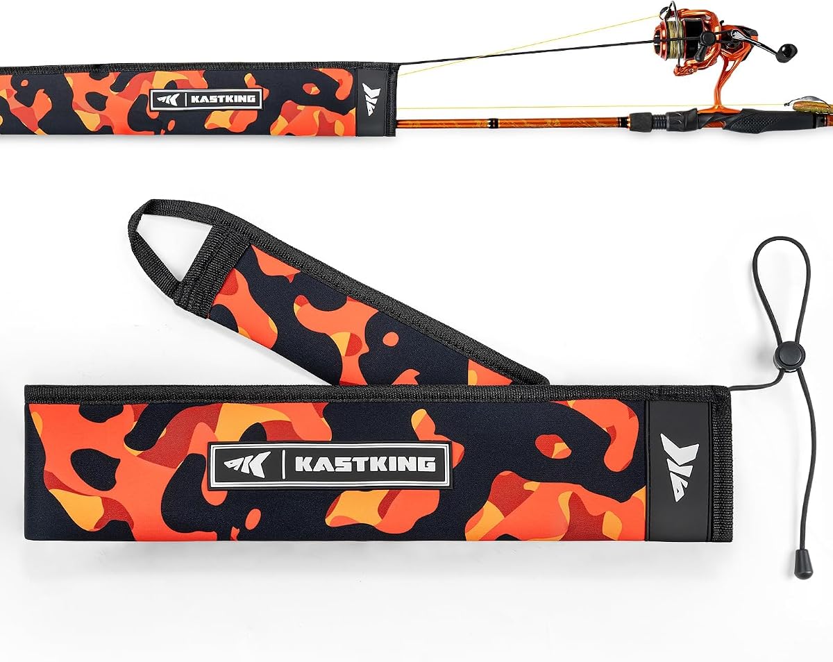 KastKing MeshGuard Camo Fishing Rod Sleeves, Fits Casting, Spinning Rods | Floating Design, Thick Neoprene Protection, Hook-resistant & UV Defense, Adjustable Lanyard & Built-in Hanging Loop