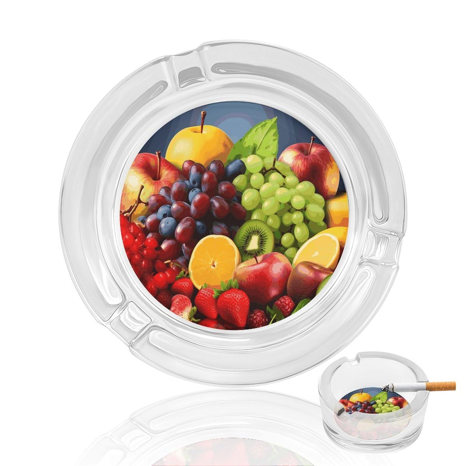 Fruits Glass Ashtray for Cigarette,Cigarette Ashtray for Indoor Or Outdoor Use,Cigar ash trays case with 3 Notches-Glass Decor Gift for Men Smokers
