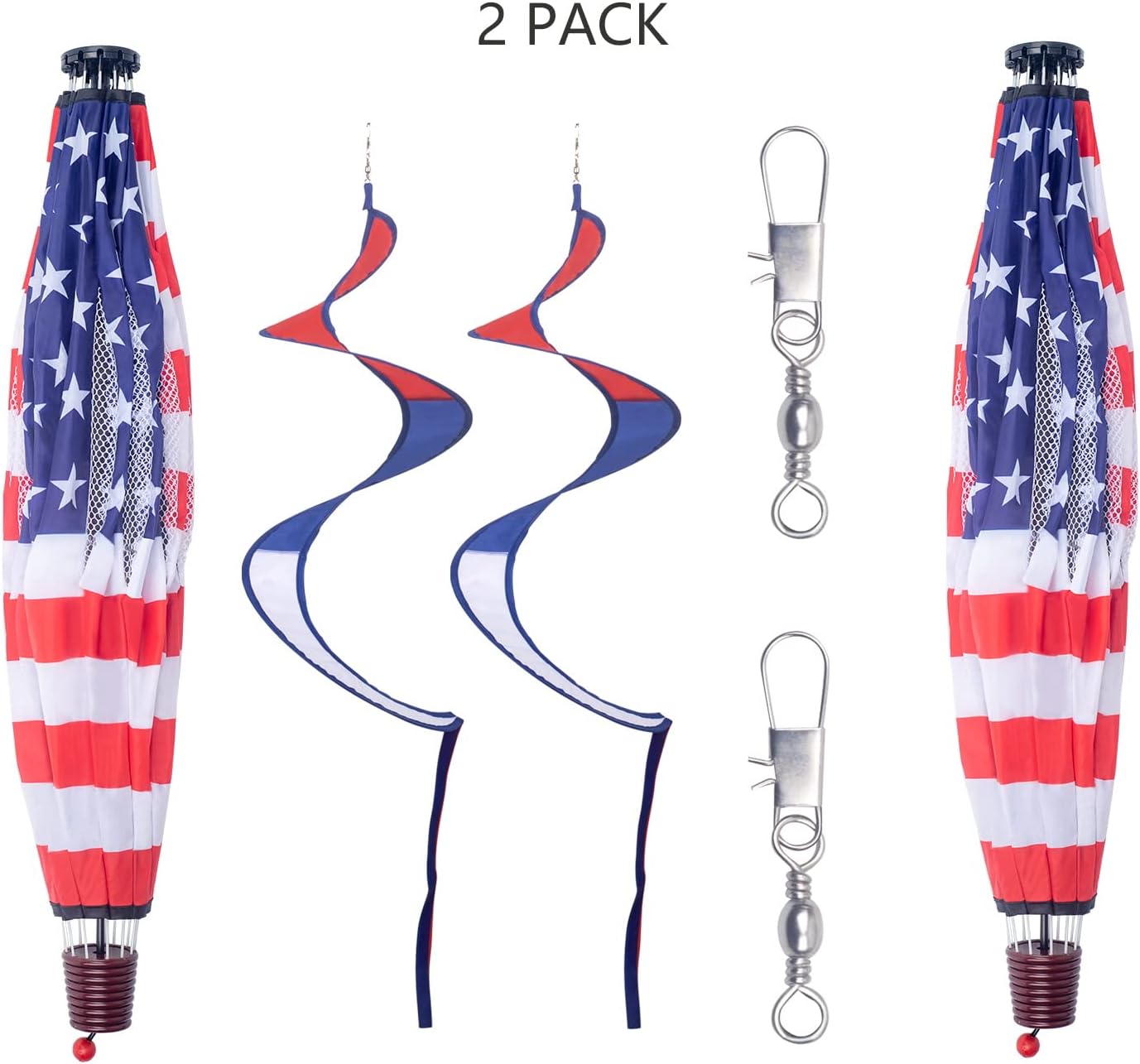 2Pack Hot Air Balloon Wind Spinner, 59" x 12" Garden Windmills and Spinners Decorations Large Outdoor Hanging Decor Lawn Yard Windsock Ornaments Colorful Wind Hanging Patriotic Wind Catchers Ornaments