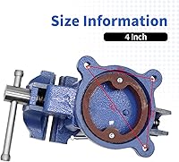 Vista 6 de Tornillo de banco de 4" de hierro fundido dúctil con base de giro flexible de 360° con bloqueo de alta resistencia para el hogar y el trabajo
