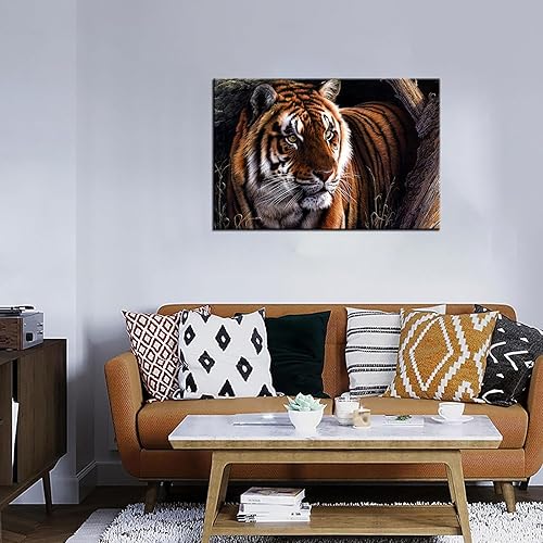 Miniatura 2 de KLVOS Lienzo decorativo para pared con diseño de animales salvajes, imágenes de tigre real de Bengala para pintura de pared, arte contemporáneo
